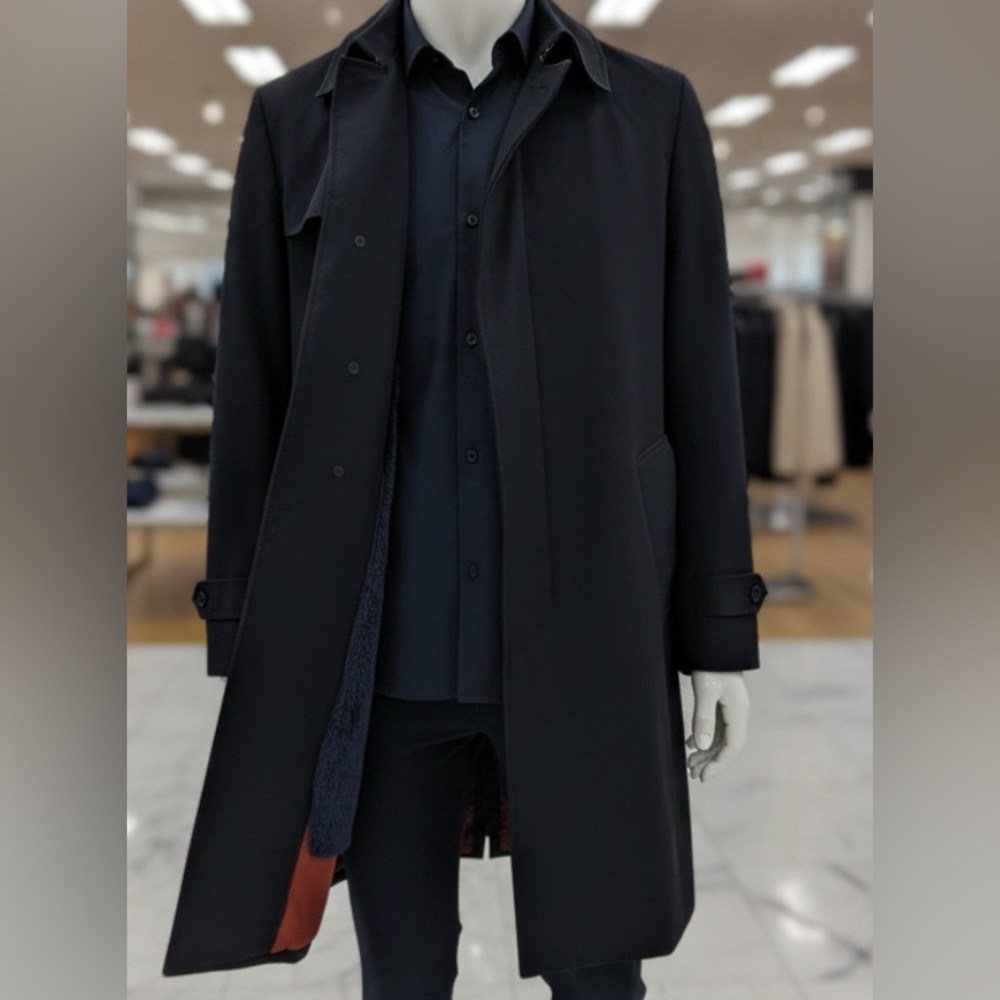 Men's BOTANY WEATHERPROOF  Classic Black Trench Coat Size 36